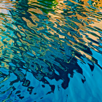 Blue Jazz II, facemounted to plexi, white wood floating frame, 41.5" H x 41.5" W