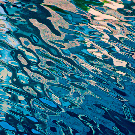 Blue Jazz I, facemounted to plexi, white wood floating frame, 41.5" H x 41.5" W