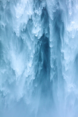 Blue Falls--facemounted to plexi, white wood floating frame, 61" H x 41" W