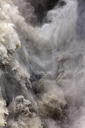 Rage I--Facemounted to plexi, brown wood floating frame, 44"H x 30"