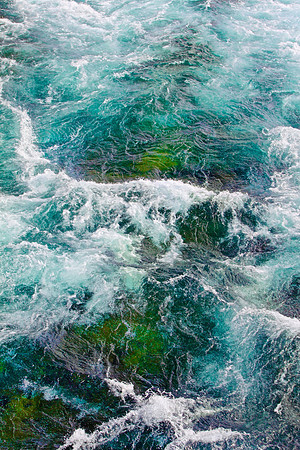Tumult in Blue and Green--61" H x 41" W, face-mounted to plexi, white wood floating frame