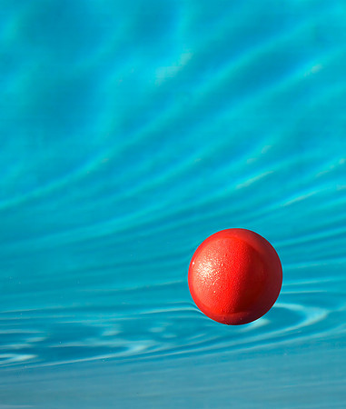 Red Ball's Hole in One, 40"H x 32"W,  in white wood frame with 8-ply matte